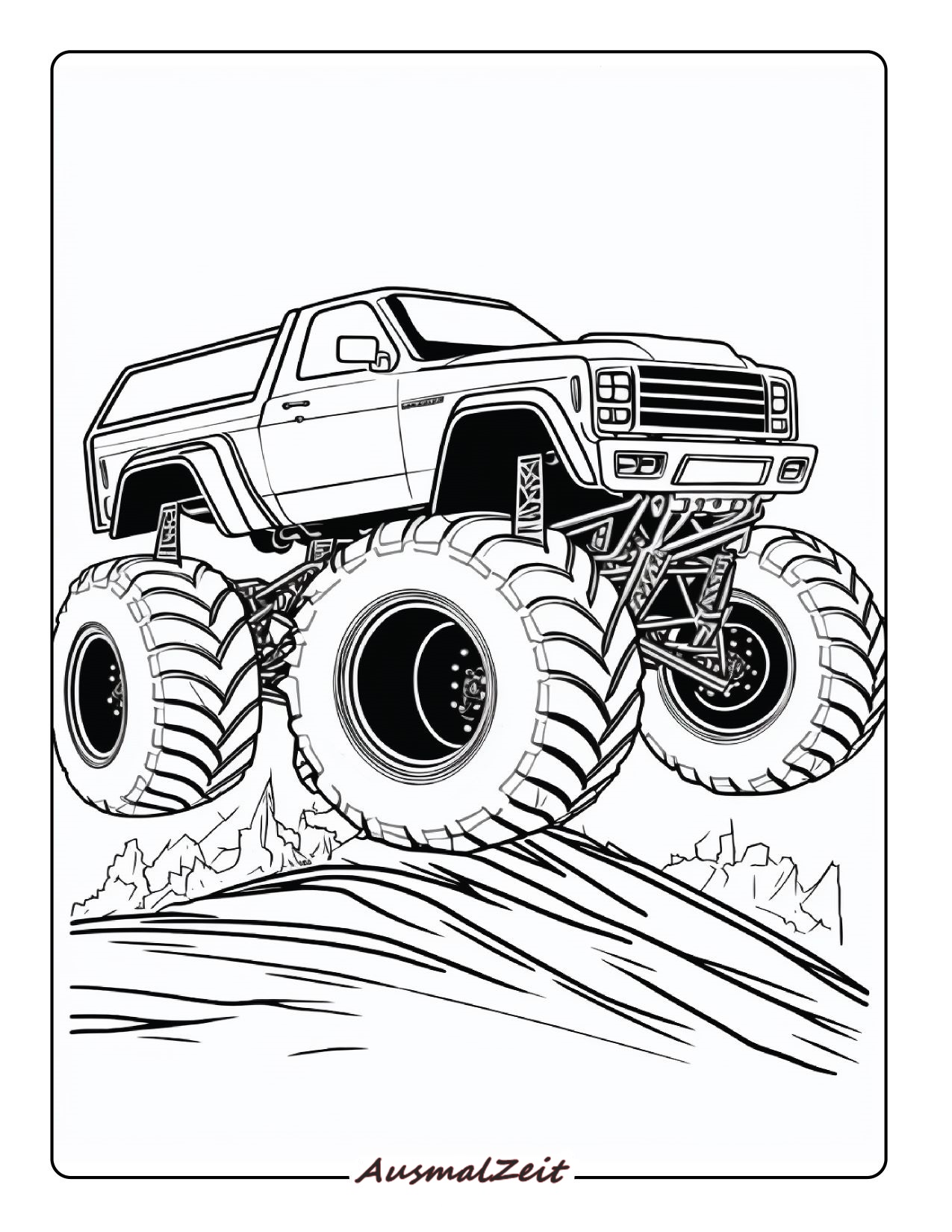 Monster Truck Ausmalbild zum Ausdrucken Herunterladen