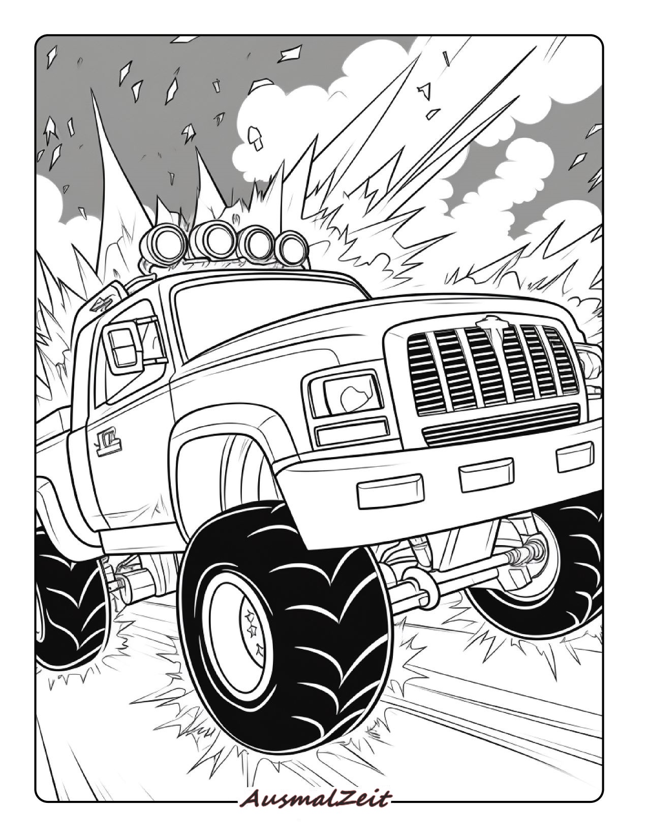Monster Truck Megajump Ausmalbild
