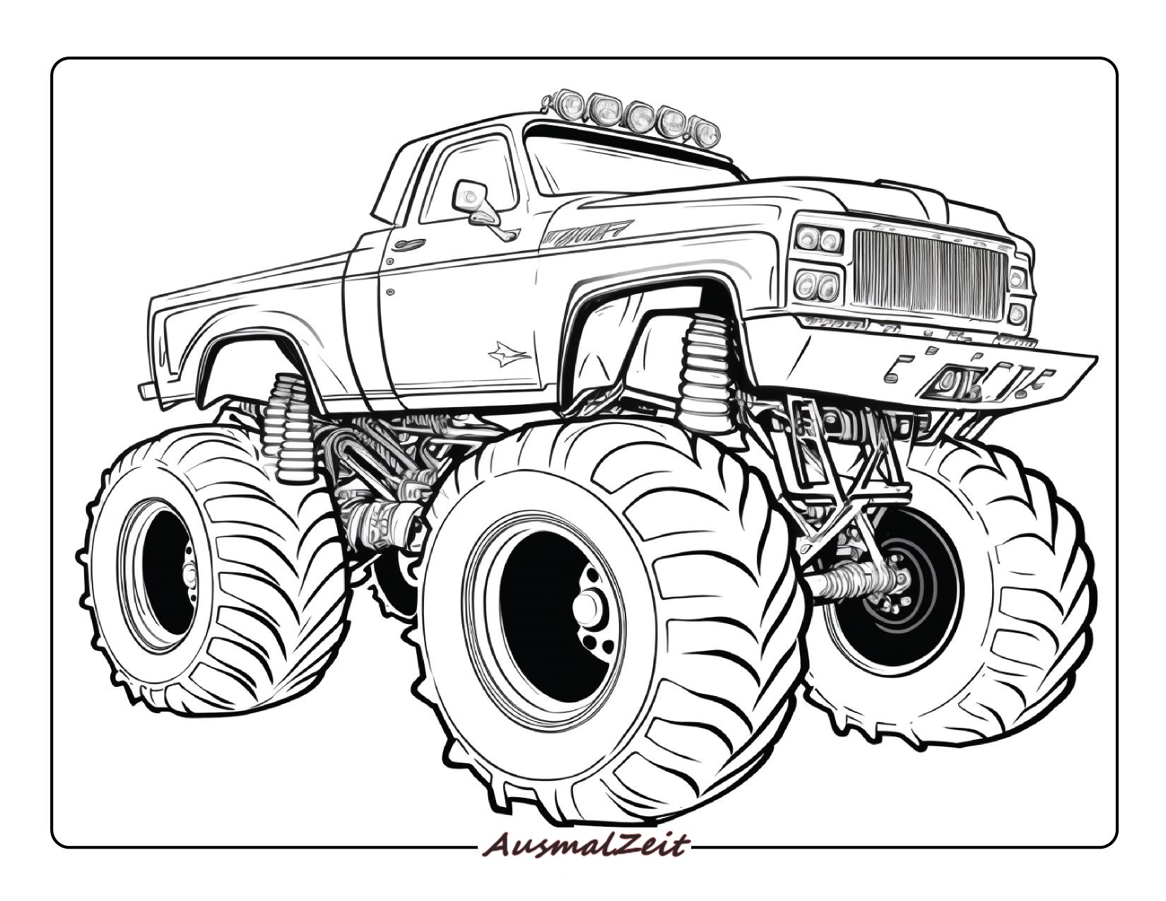 Monster Truck zerstört Autos Ausmalbild zum Ausdrucken und Downloaden