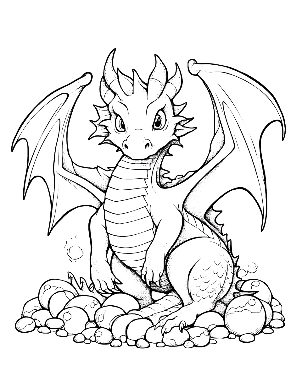 Mythischer Drache Ausmalbild zum Ausdrucken