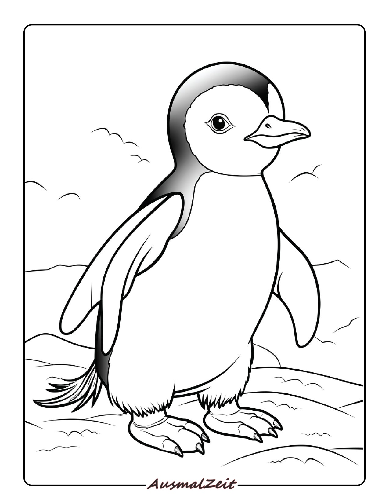 Netter Pinguin Ausmalbild Kostenlos zum Ausdrucken