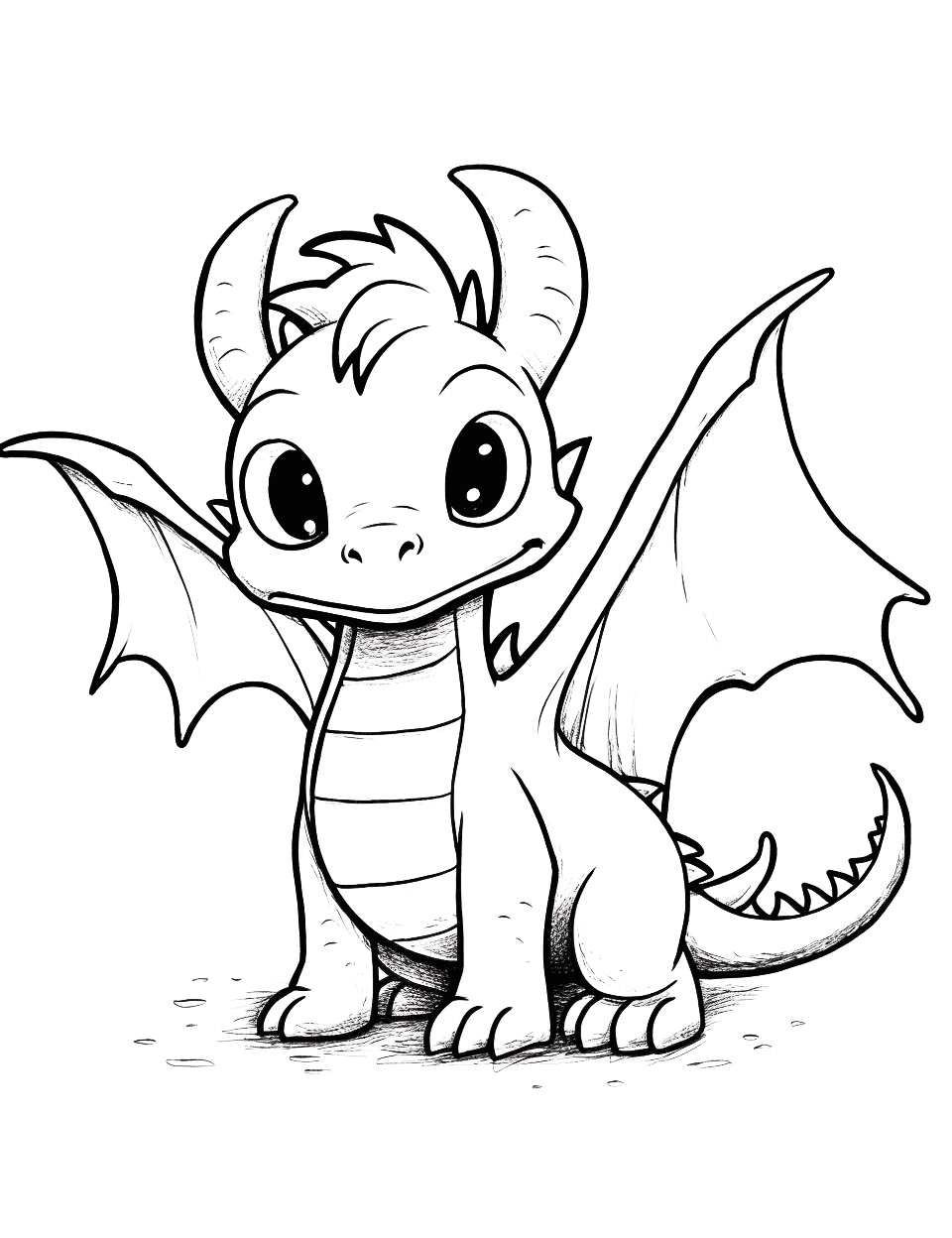 Niedlicher Baby Drache Ausmalbild zum Ausdrucken