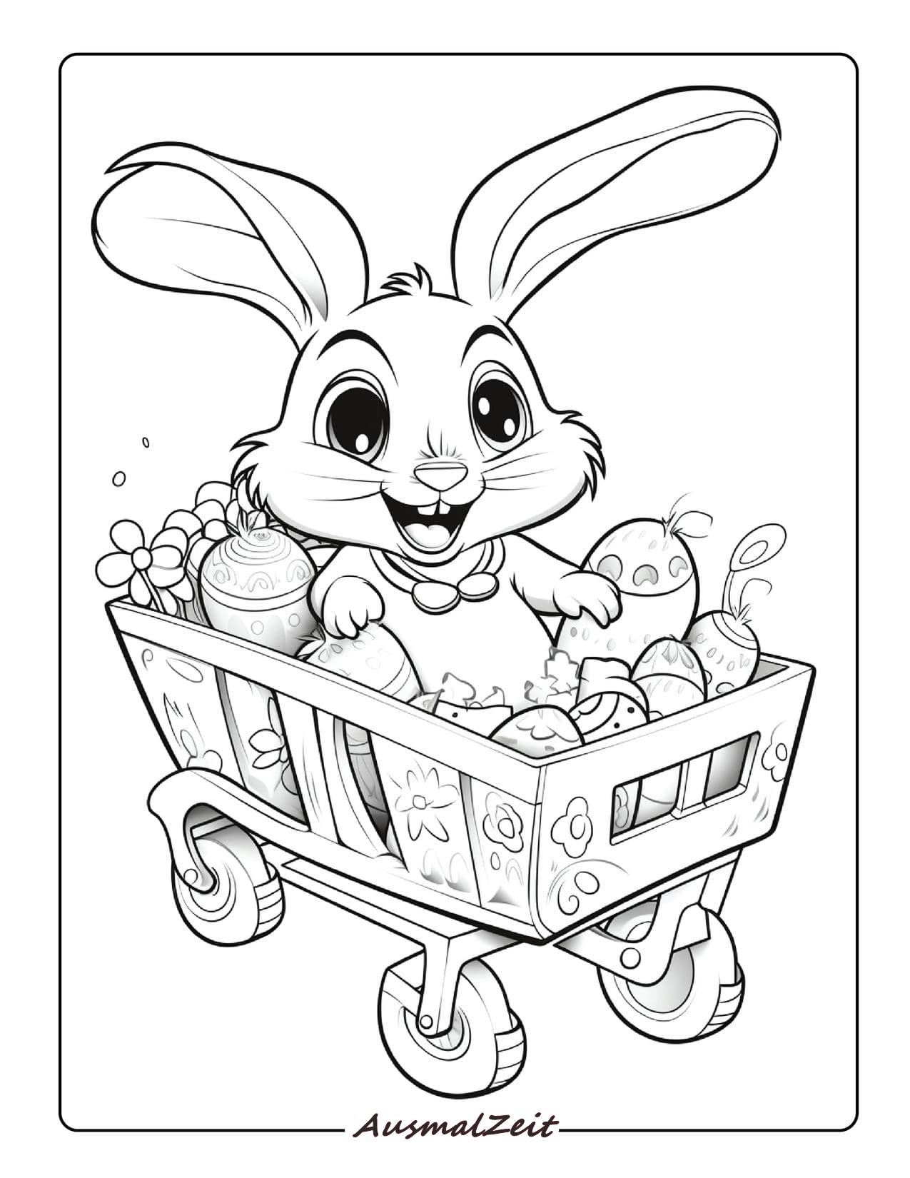Malvorlage Osterkorb und Hase