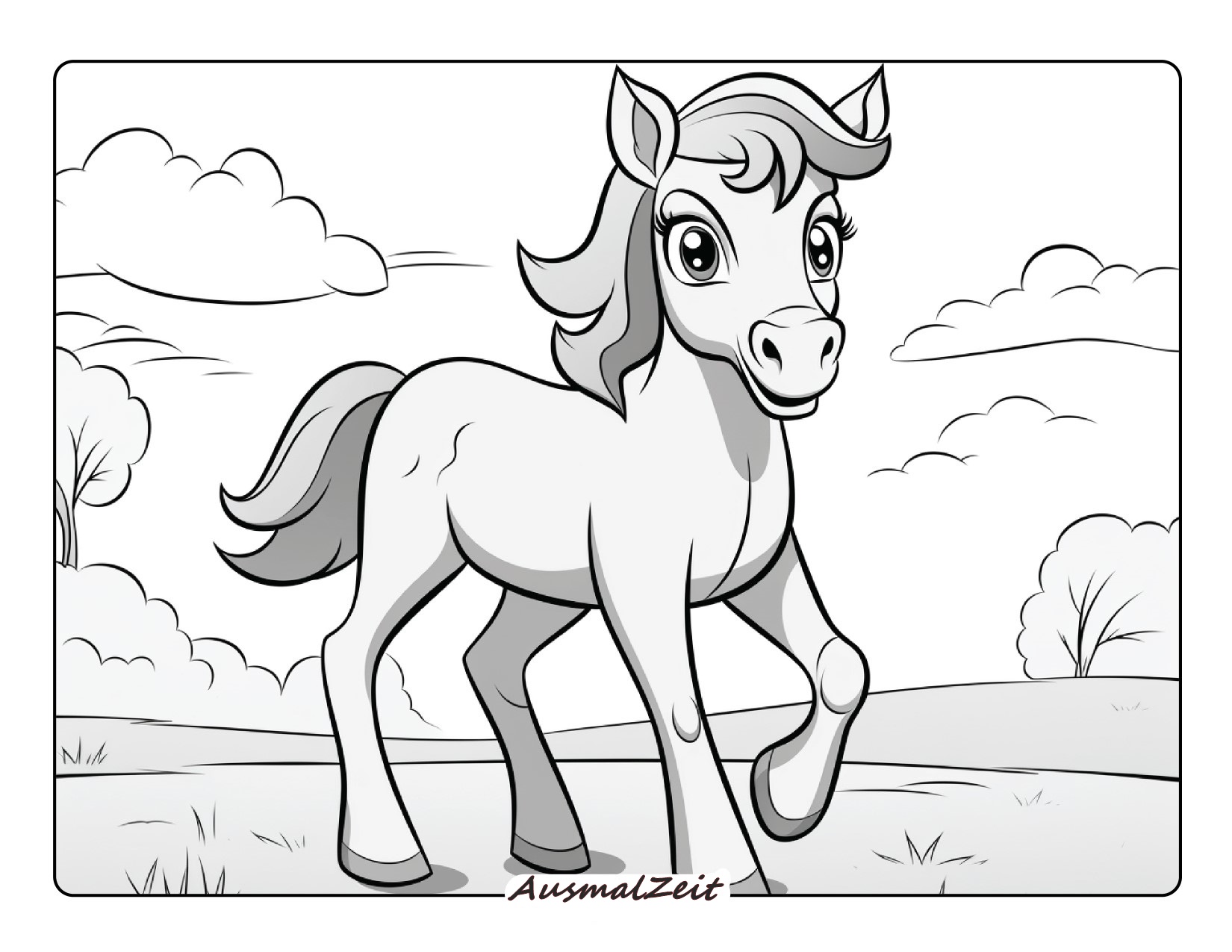 Malvorlagen Pony in der Natur