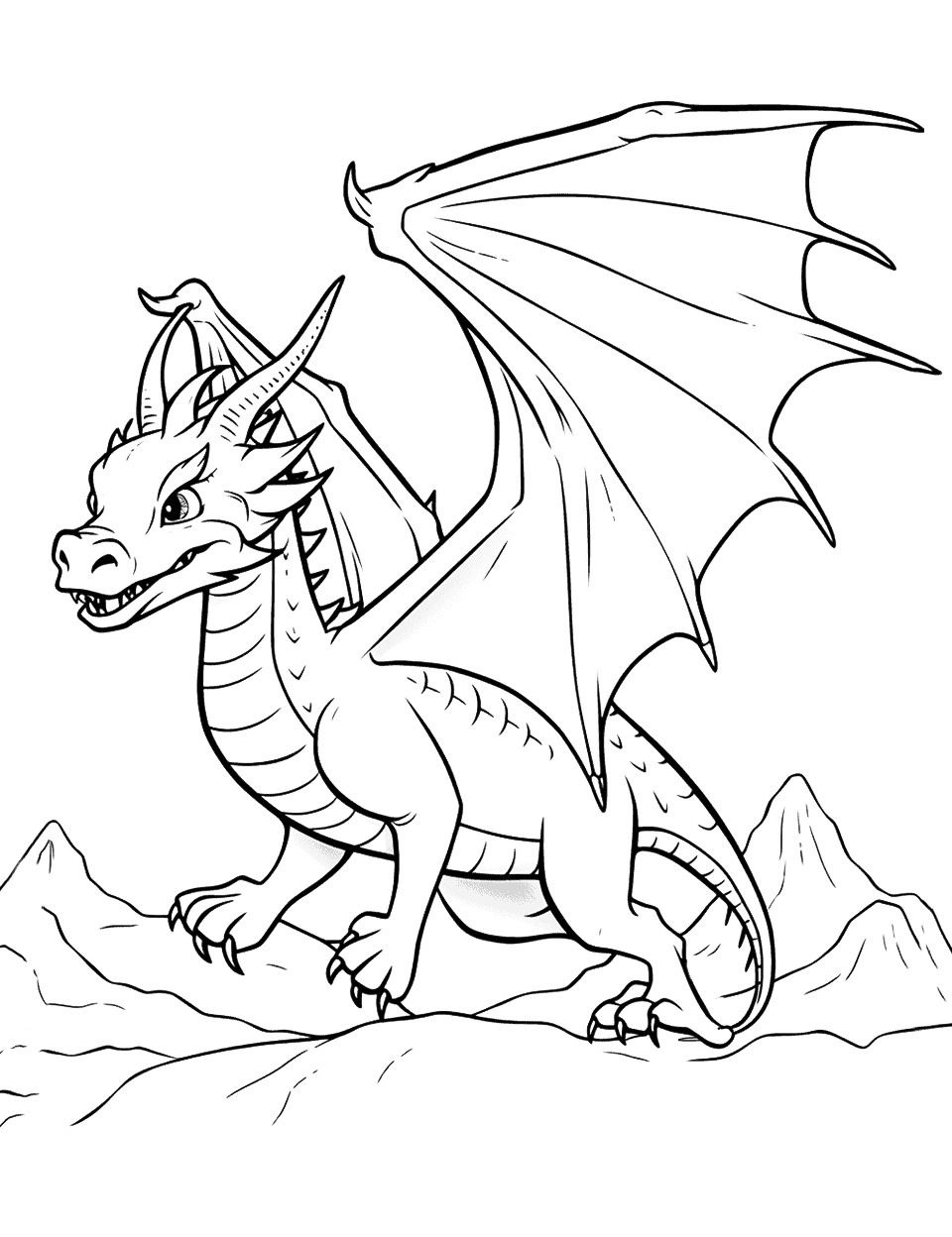 Realistischer Drache Ausmalbild zum Ausdrucken