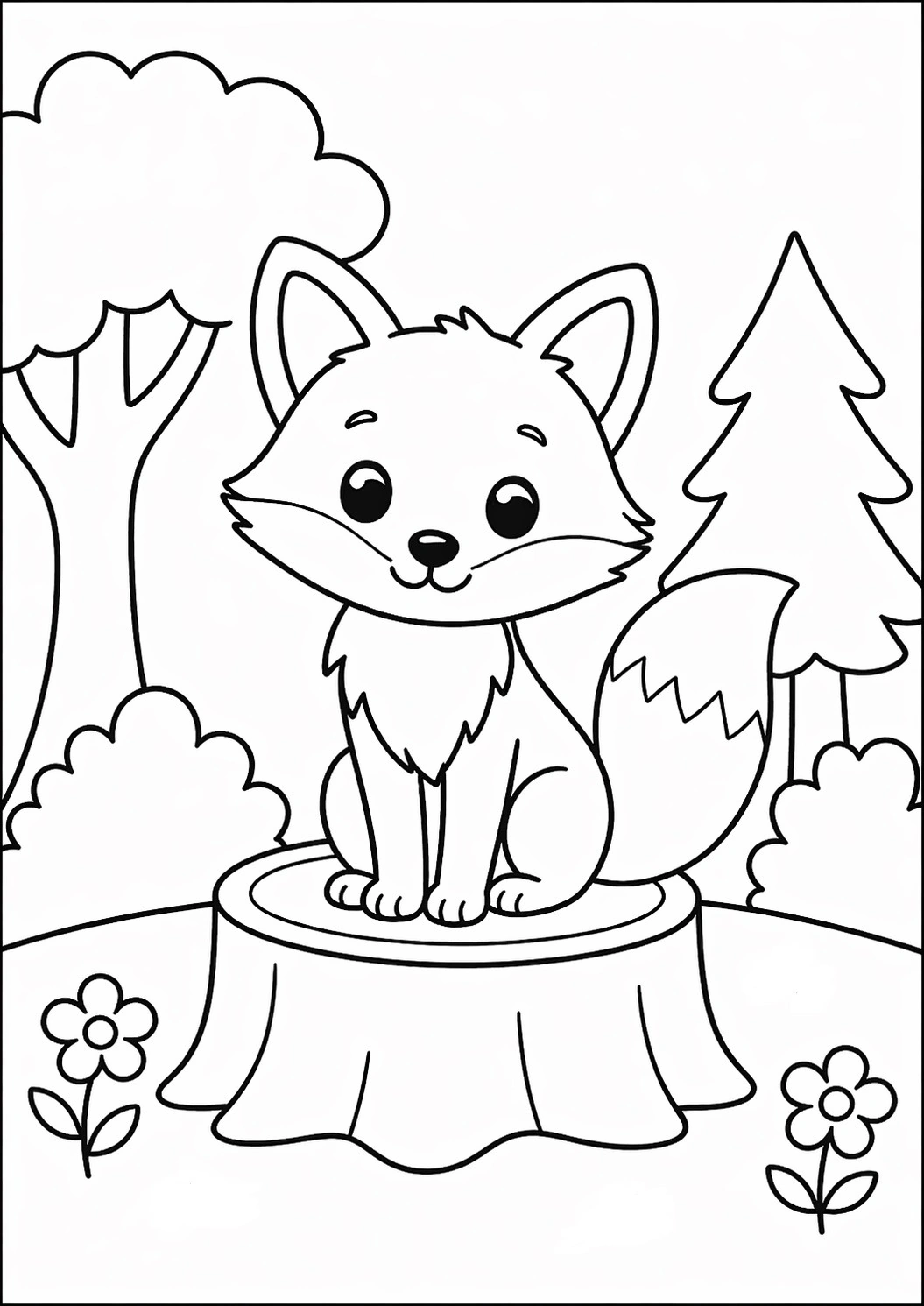 Realistischer Fuchs Ausmalbild – detailreich und einzigartig