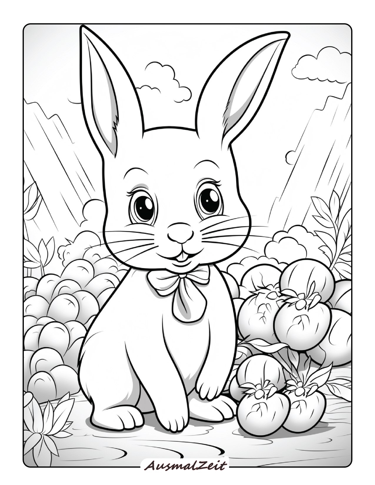 Sanfter Hase Ausmalbild zum Ausdrucken