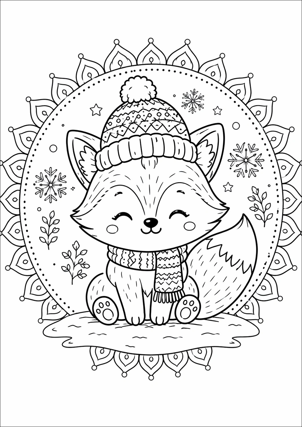 Schlafender Fuchs Ausmalbild – niedliches Motiv zum Ausdrucken
