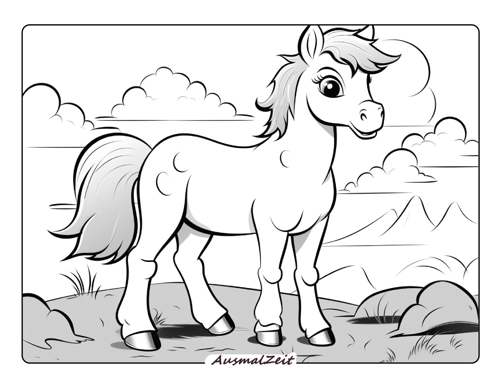 Schöne Pony zum Ausmalen für Kinder