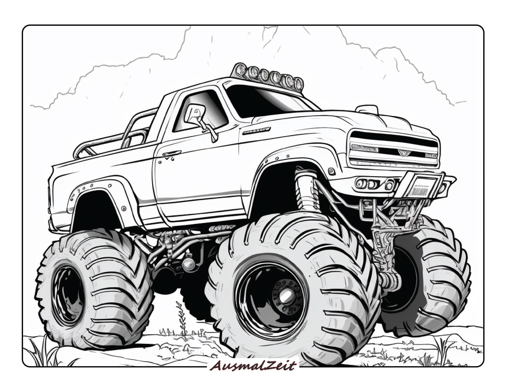 Schöner Ausmalbild Monstertruck zum Ausdrucken