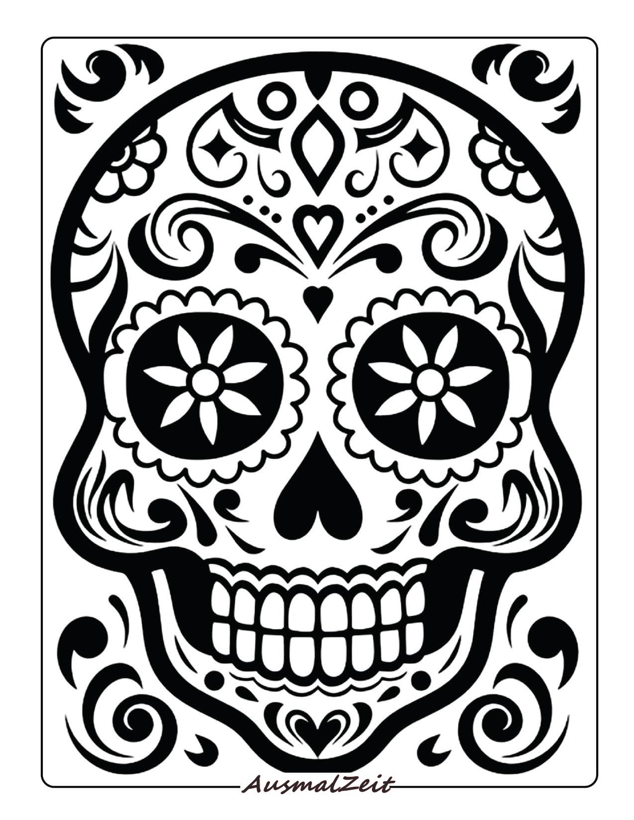 Schöner Totenkopf Ausmalbild zum Ausdrucken