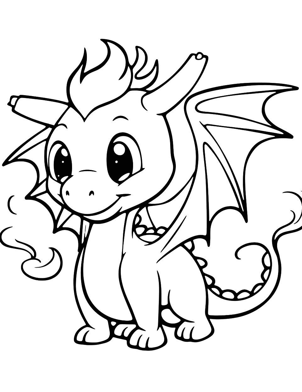 Süßer Drache Ausmalbild Einfach