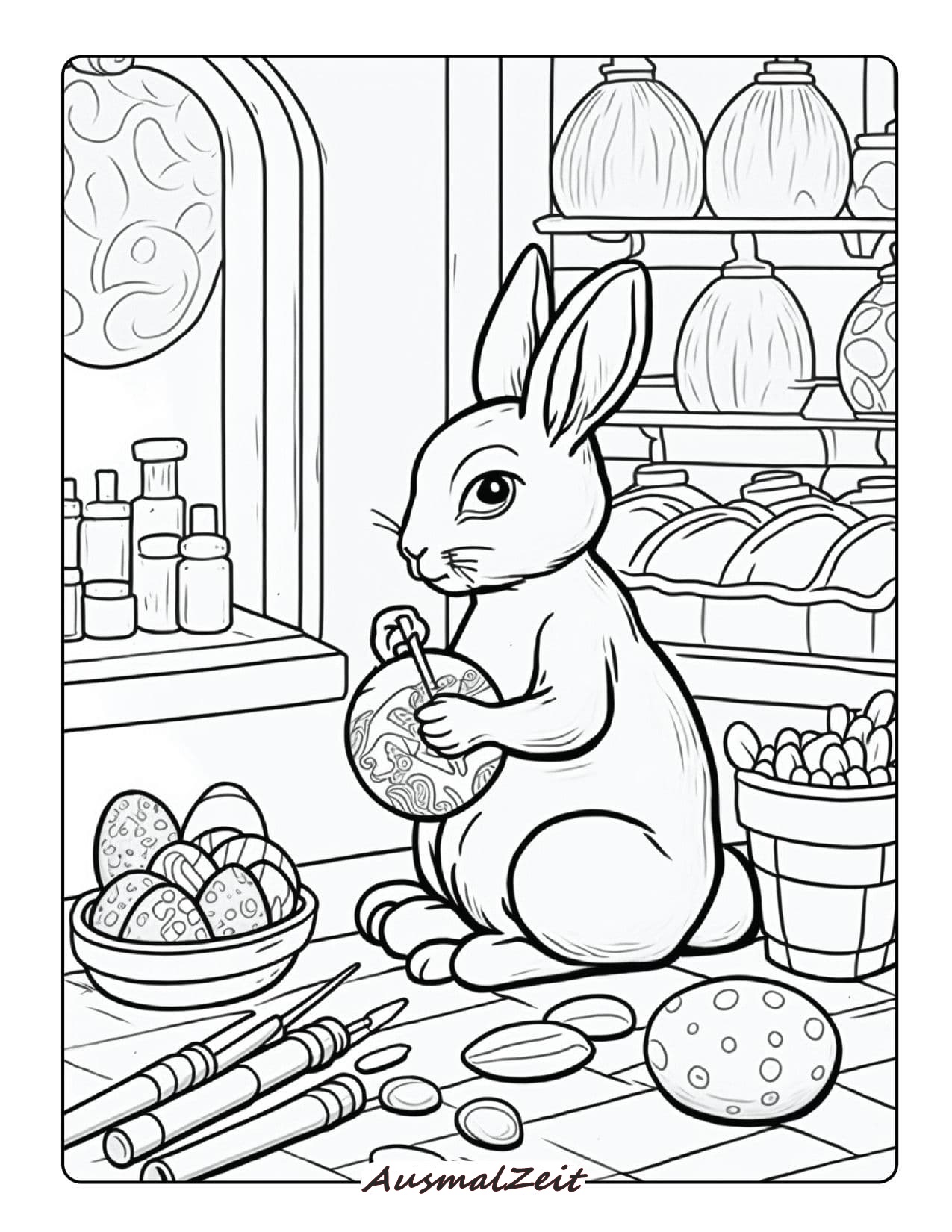 Süßer Osterhase Malvorlage zum Ausdrucken