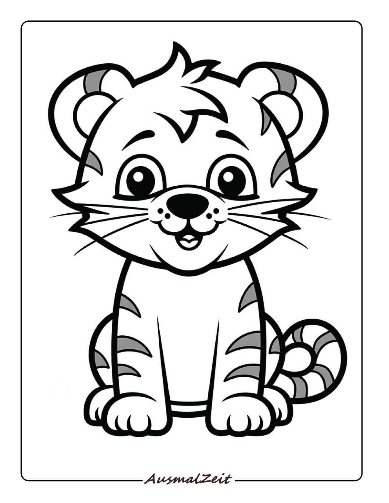 Süßer Tiger zum Ausmalen für Kinder