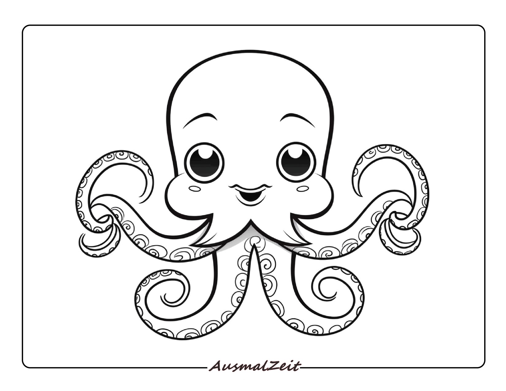 Tintenfisch Krake Ausmalbild zum Ausdrucken