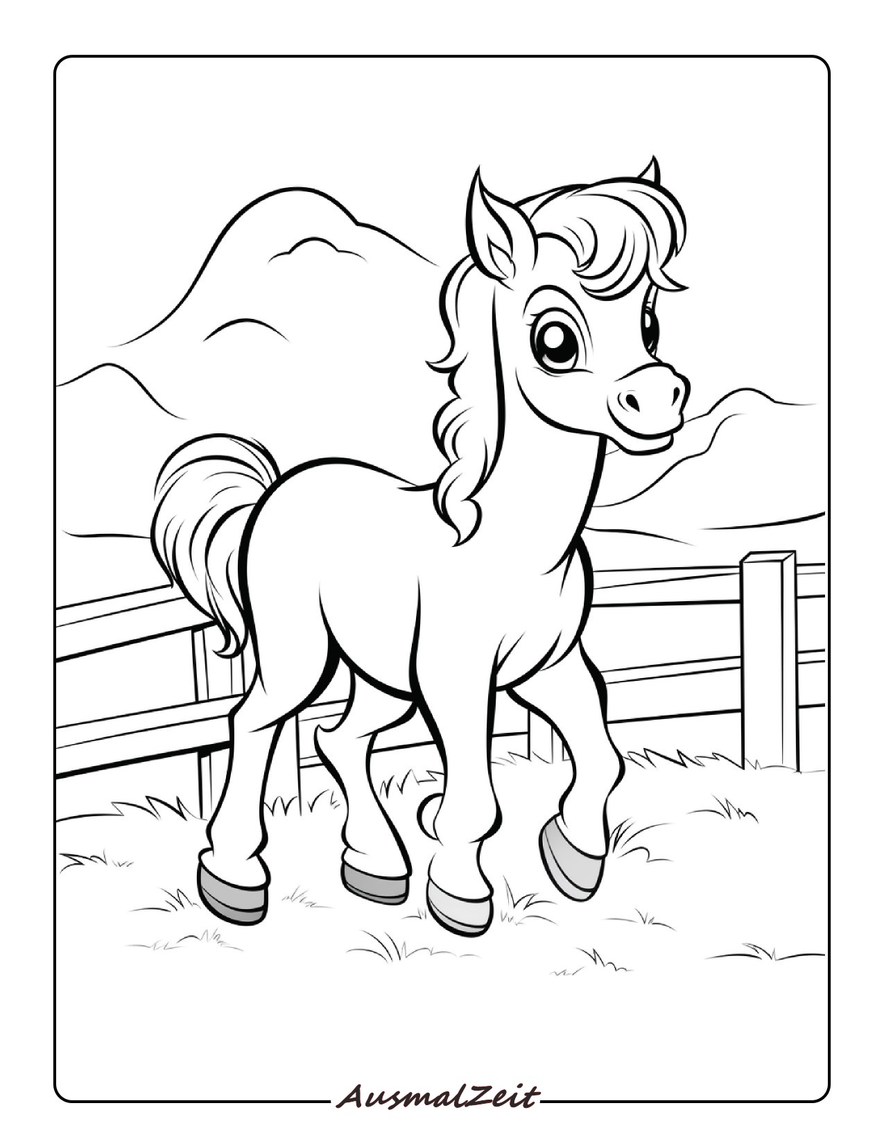 Trabendes Pferd Ausmalbild zum Ausdrucken