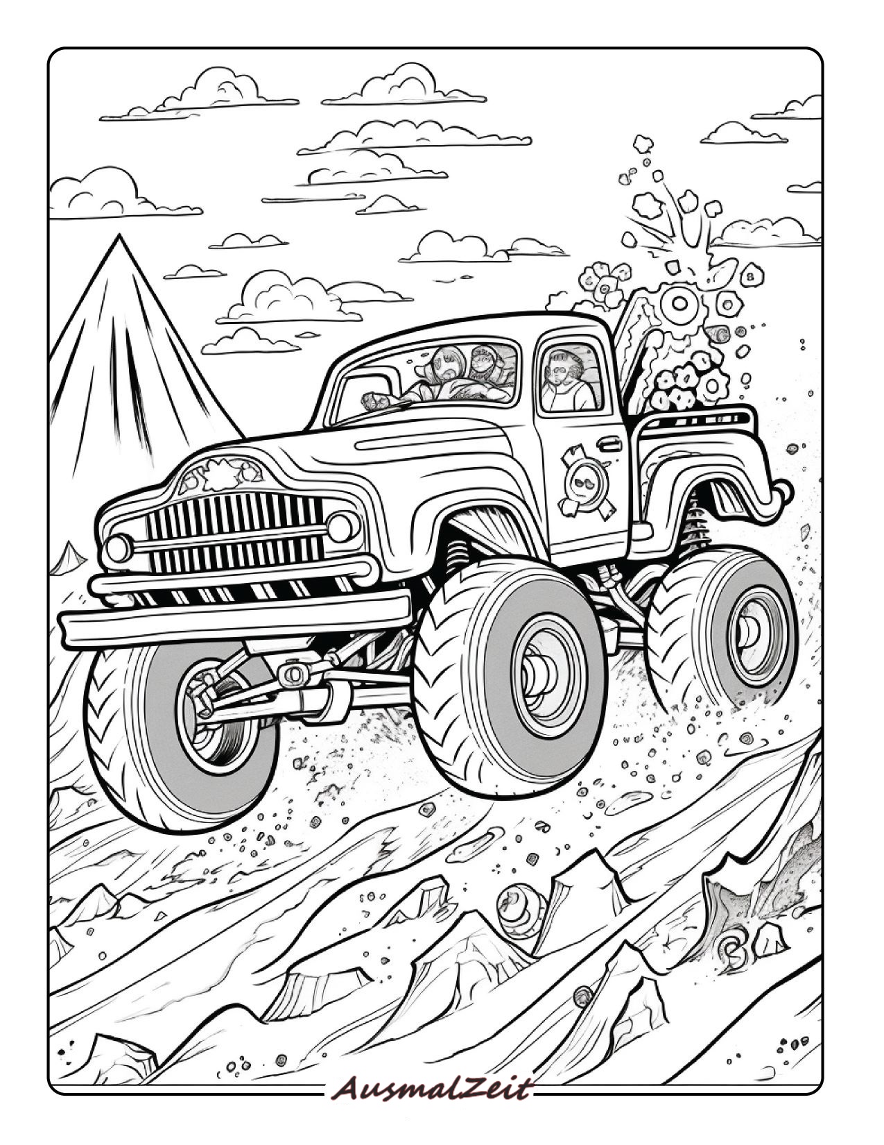 Zombie Monster Truck Malvorlage für Kinder