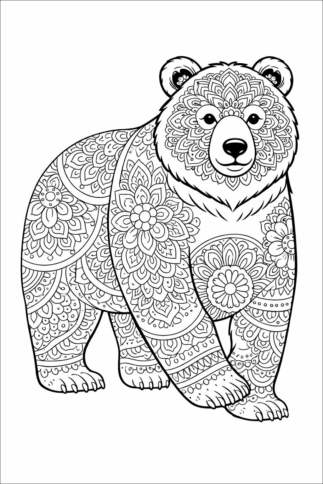 Bär Mandala Ausmalbild Für Erwachsene kostenlos zum Ausdrucken