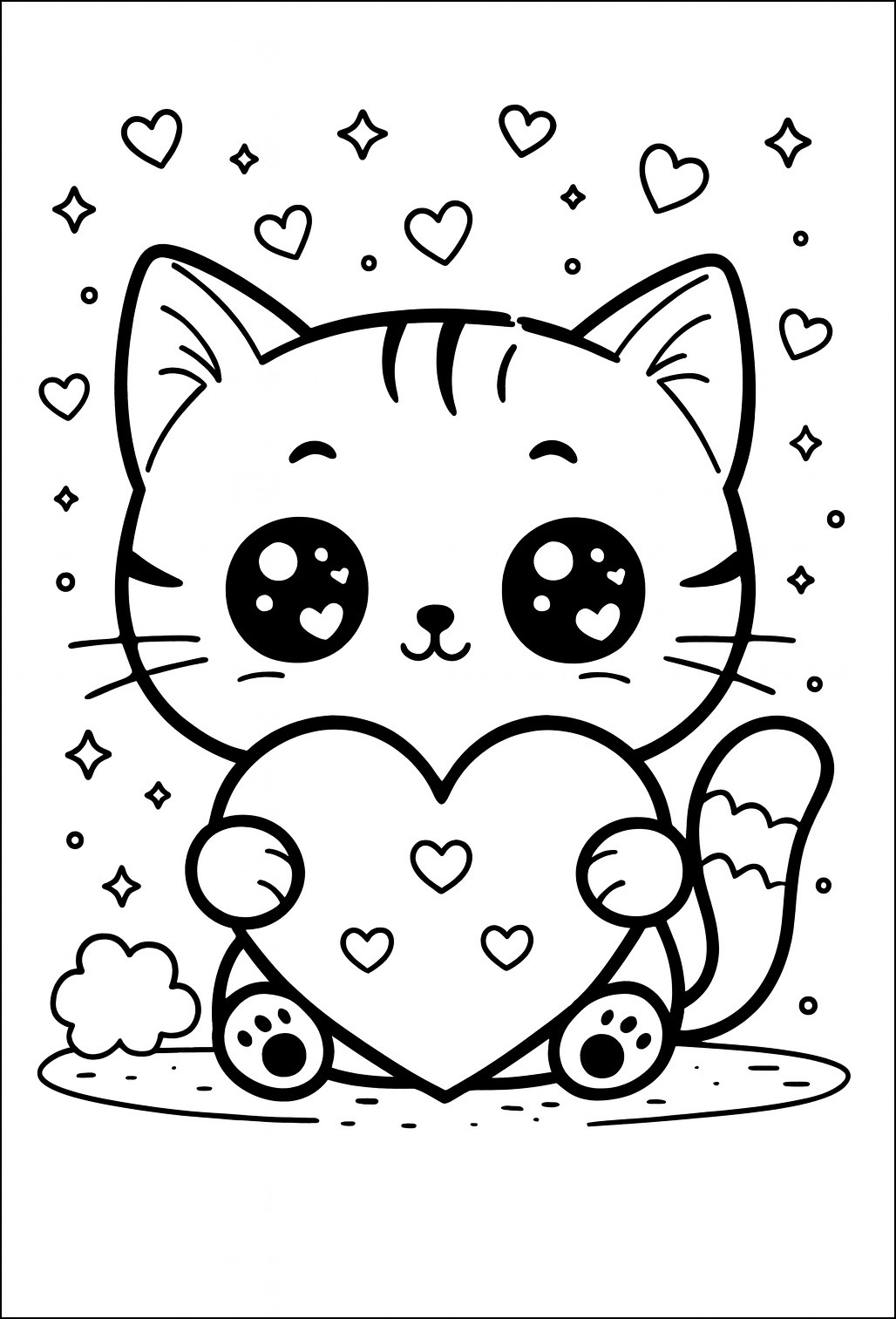 Kawaii Katze Malvorlage kostenlos