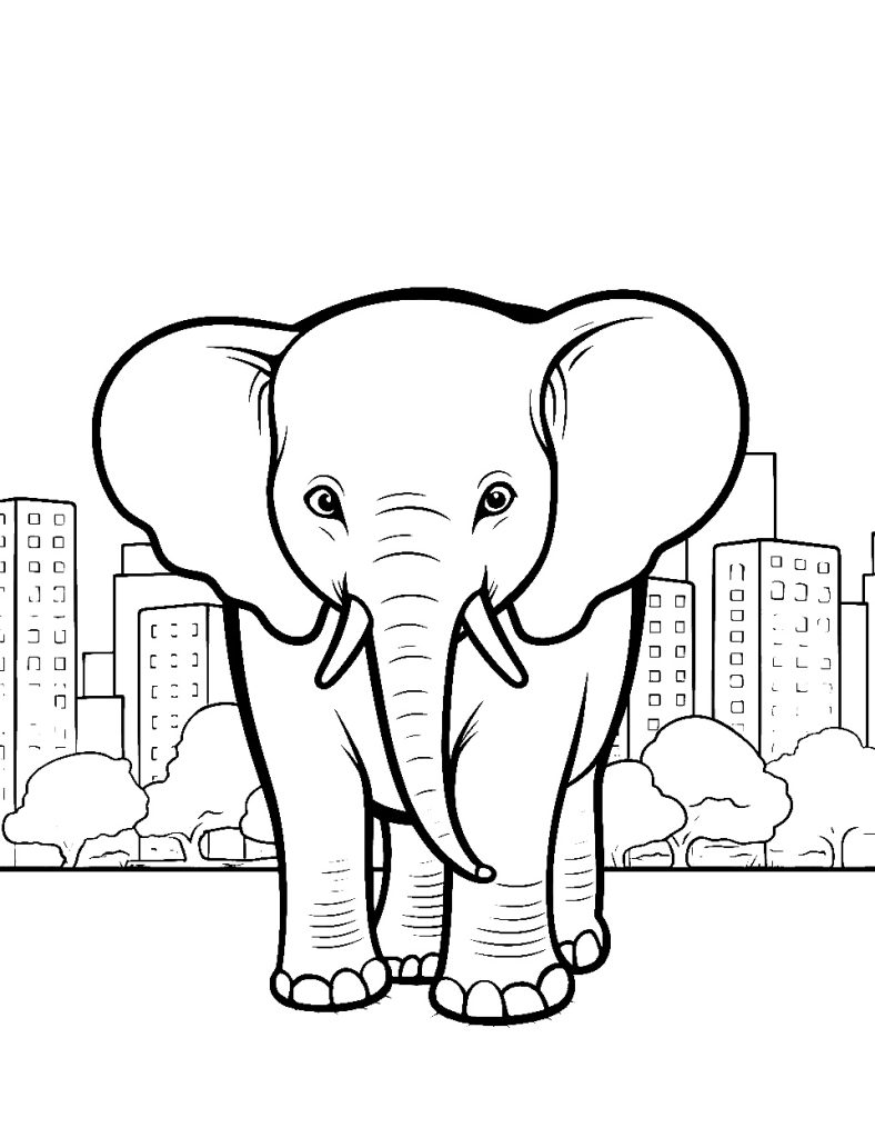 Ausmalbild Elefant Ausflug zum Ausdrucken