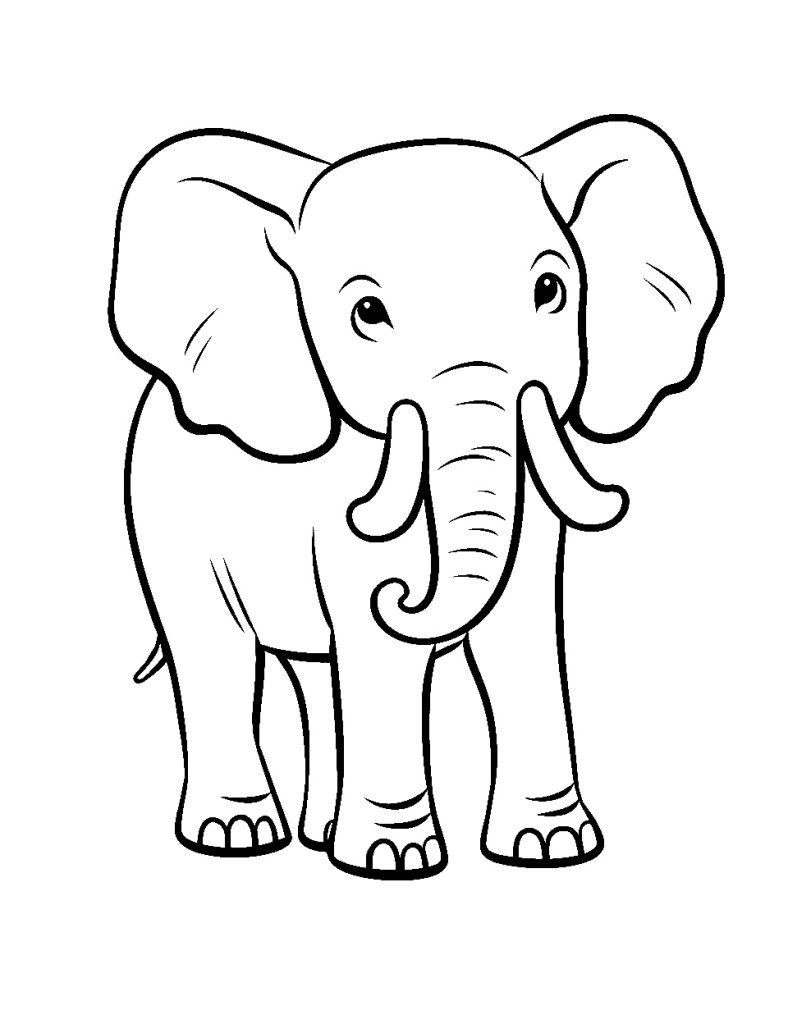 Ausmalbild Elefant Einfach zum Ausdrucken