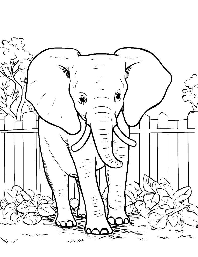 Ausmalbild Süßer Elefant für Kinder
