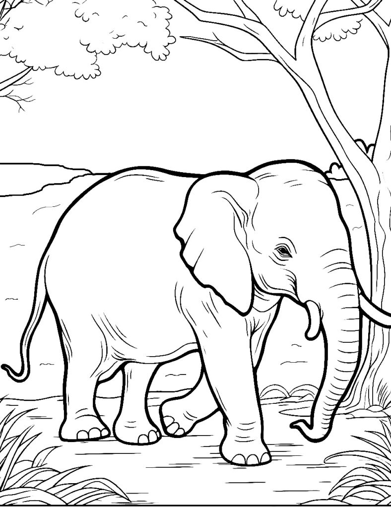 Malvorlagen Elefant Gelassenheit