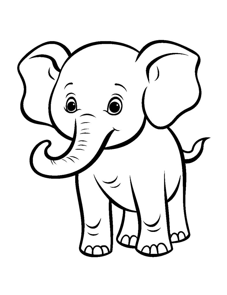 Niedlicher Elefant Sitzt Ausmalbild für Kinder