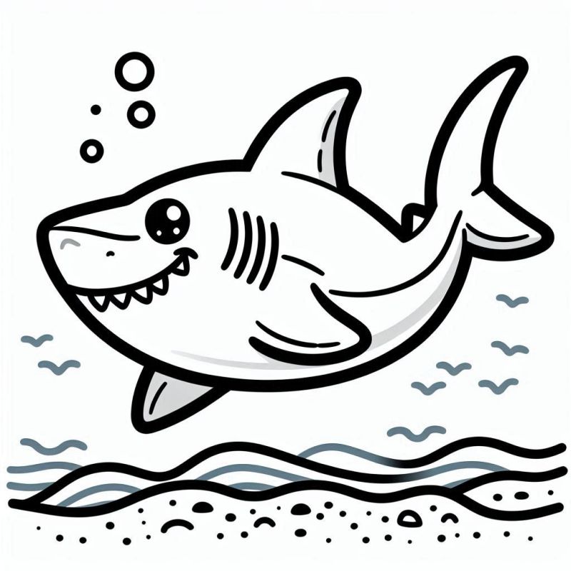 Cartoon Hai Ausmalbild kostenlos