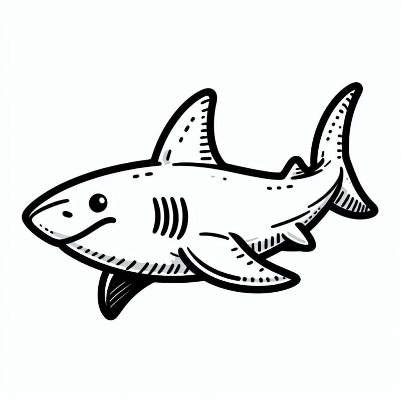 Einfaches Hai Ausmalbild für Kinder