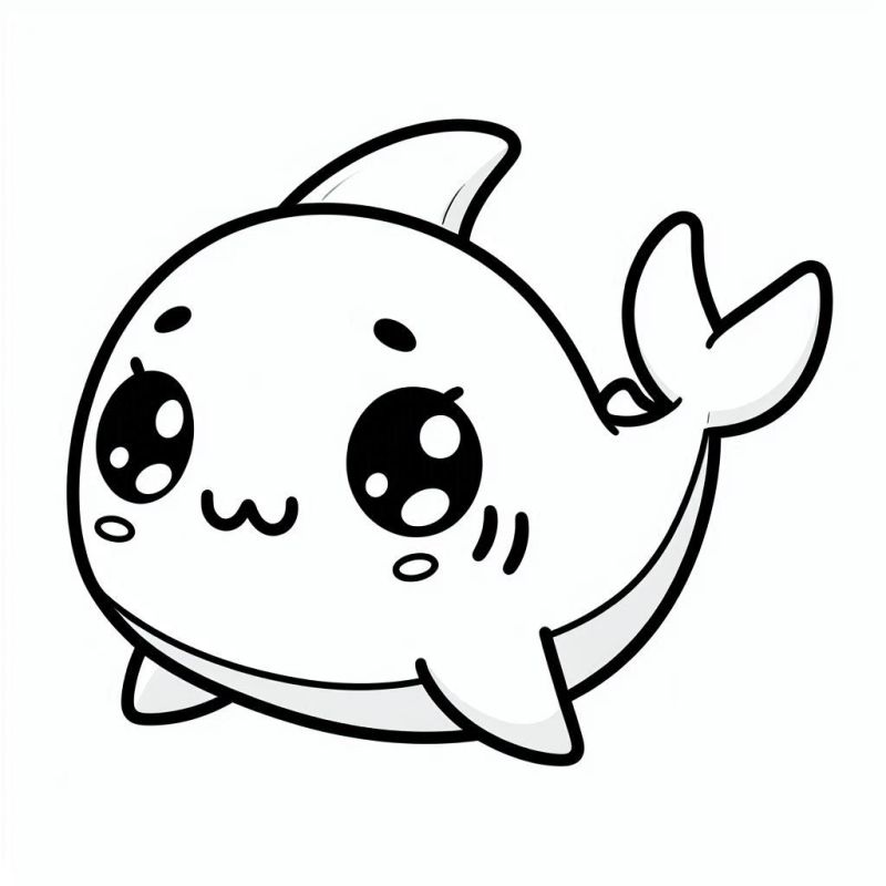Süße Kawaii Hai Ausmalbild zum Ausdrucken