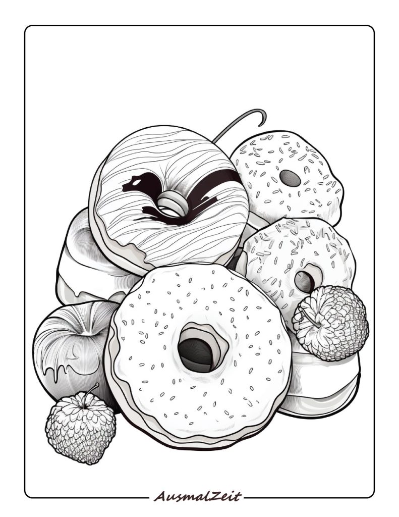 Donut Ausmalbilder zum Ausdrucken - Essen