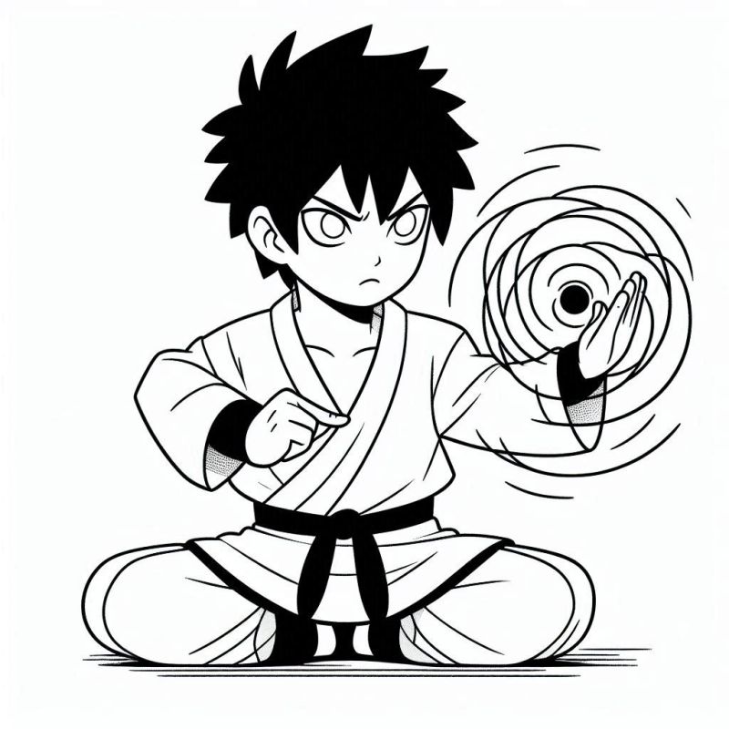 Ausmalbild Naruto Chibi Meditation kostenlos