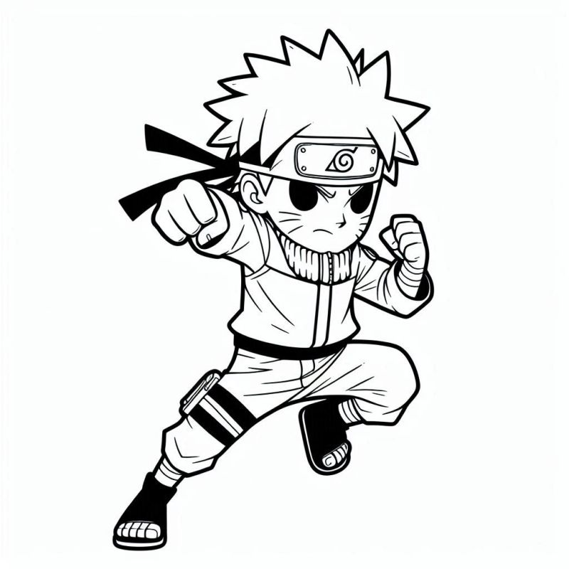 Ausmalbild Chibi Naruto Action