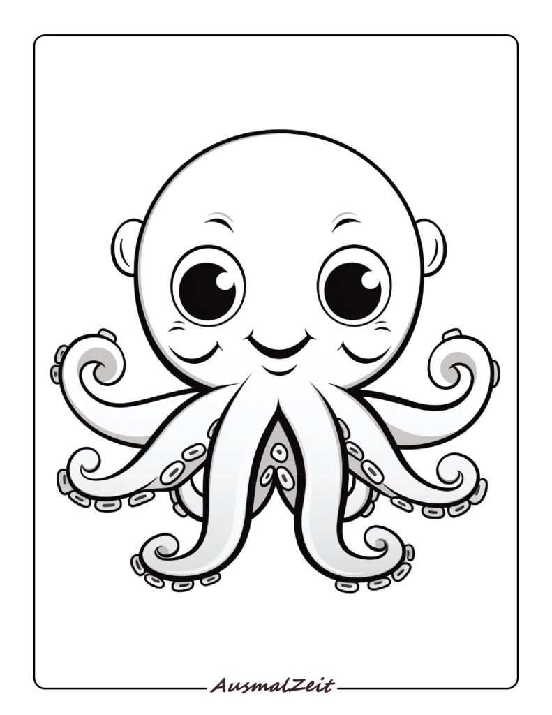 Einfacher Kleine Oktopus Ausmalbild