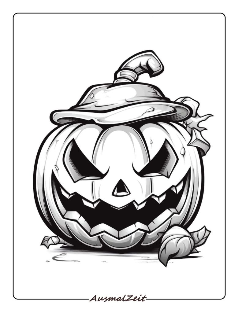 Ausmalbild Halloween Kürbis Laterne zum Ausdrucken oder Downloaden