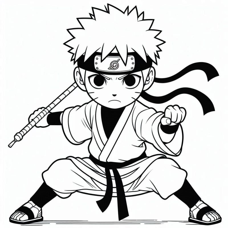 Kampfposition der Naruto Figur Ausmalbild