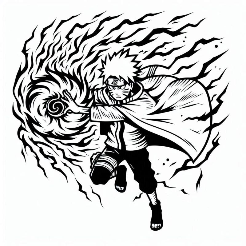 Ausmalbild Naruto Uzumaki kostenlos als pdf