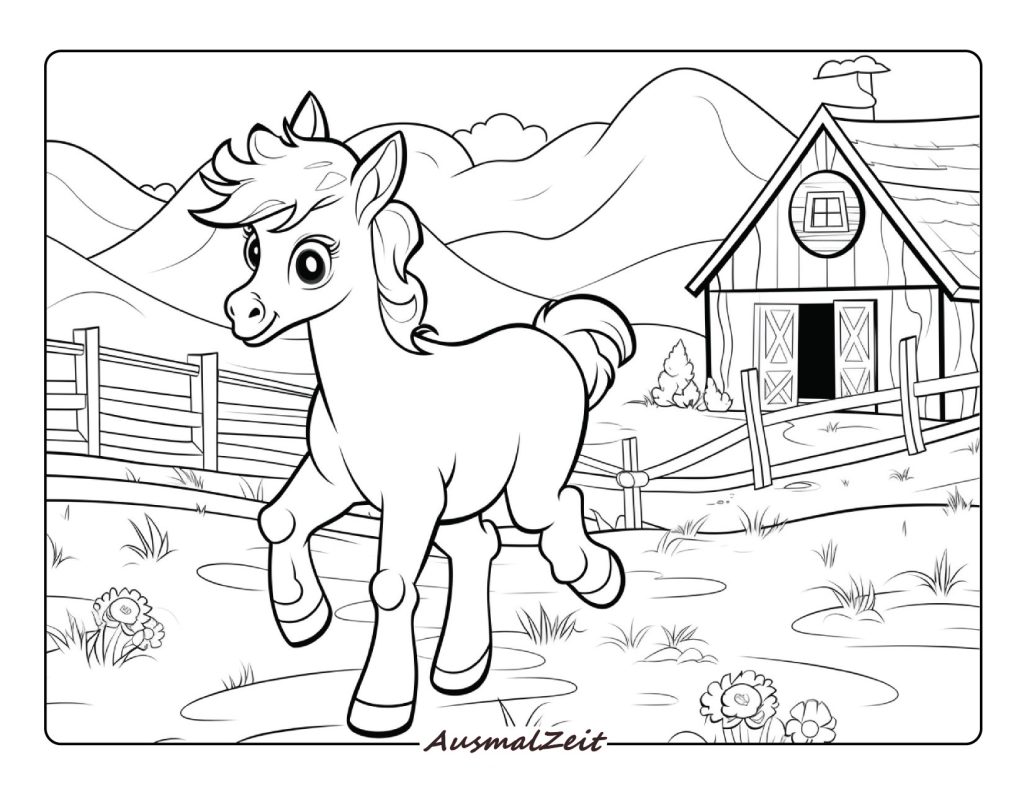 Ausmalbilder Pony Pferd für Kinder