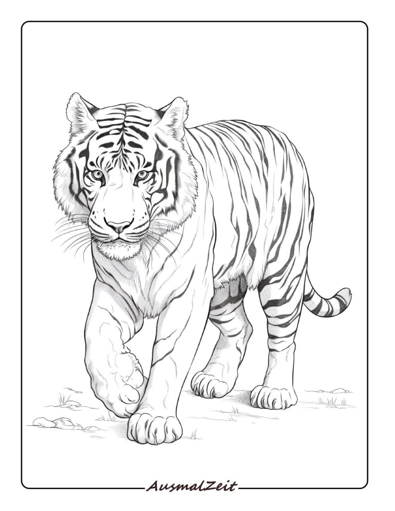 Realistischer Tiger Ausmalbild Tiere zum Ausdrucken