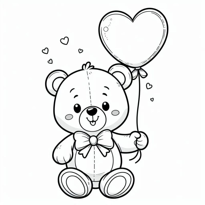 Teddybär mit Herz Ausmalbilder für Kinder