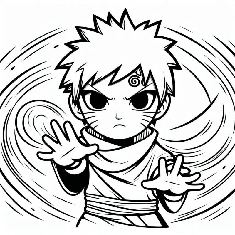Ausmalbild Jungs Naruto ist bereit für den Kampf