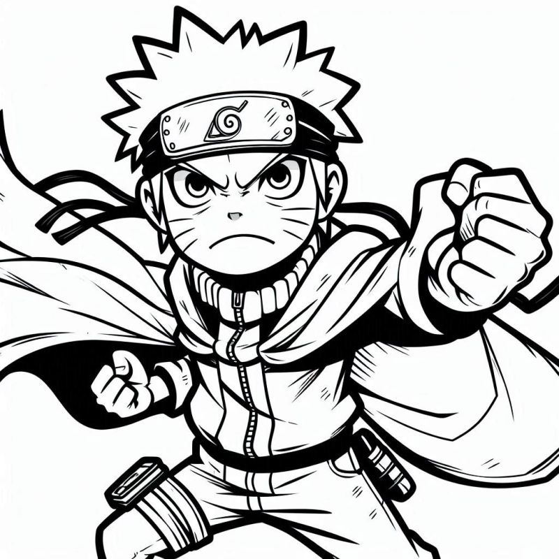 Wütender Naruto Ausmalbild für Kinder