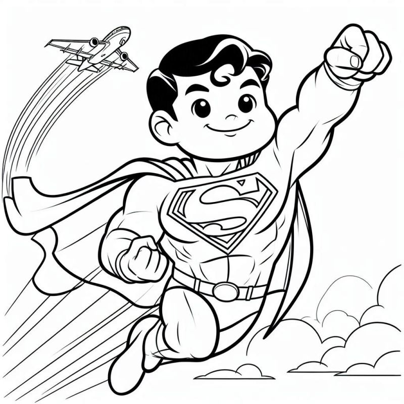 Ausmalbild Superman fliegen