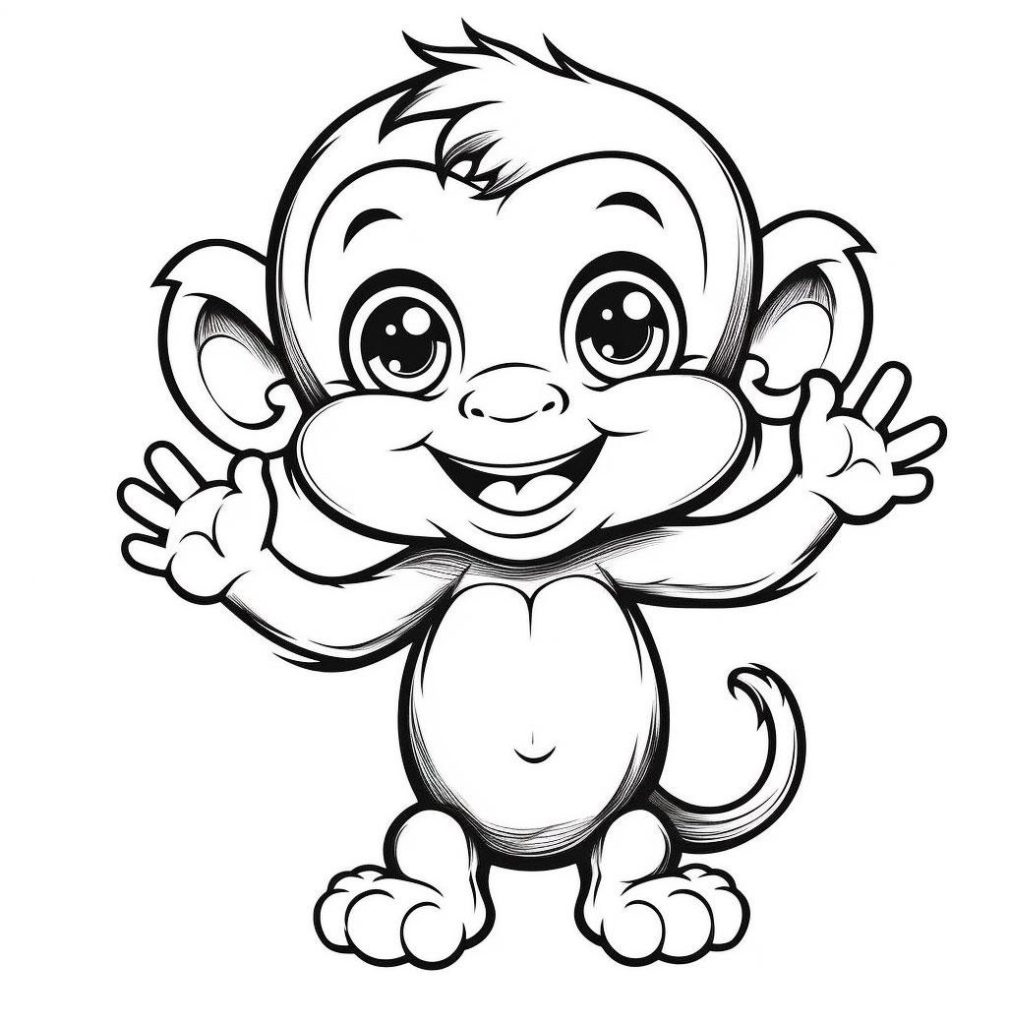 Ein Lächelnder Affe Ausmalbilder für Kinder