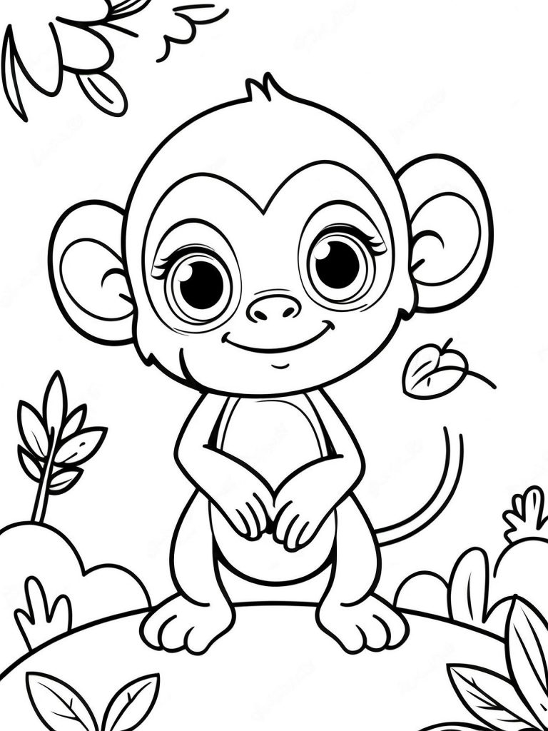Einfacher Affe Ausmalbild zum Ausdrucken und Herunterladen