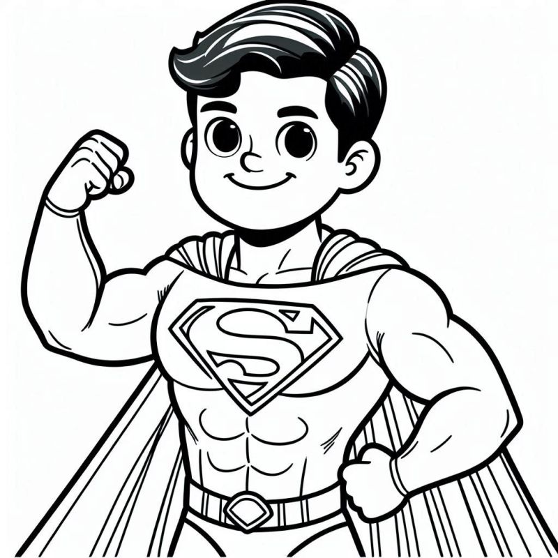Ausmalbild Superman Kind lächelnd