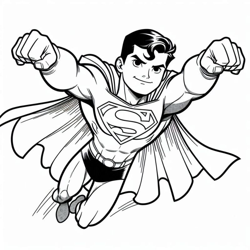 Ausmalbild Superman fliegt Kostenlos