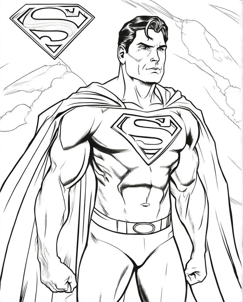Vorlage Supermans kriegerische Pose zum Ausmalen
