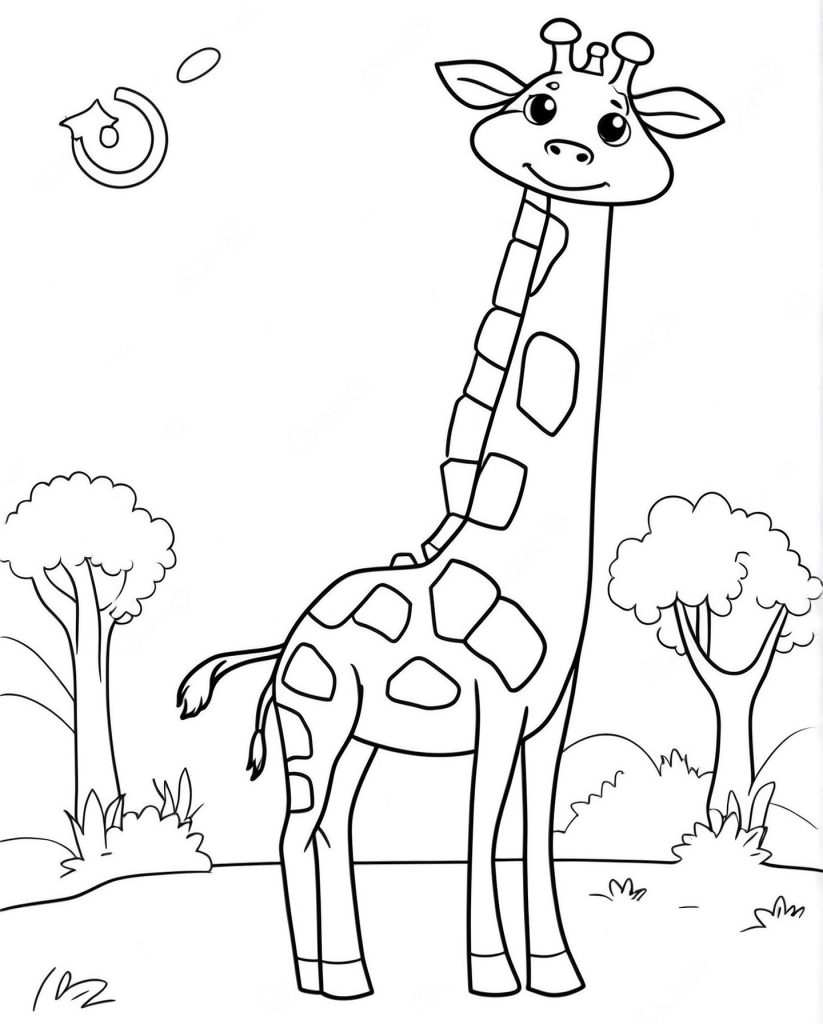 Einfacher Giraffe Ausmalbilder für Kinder